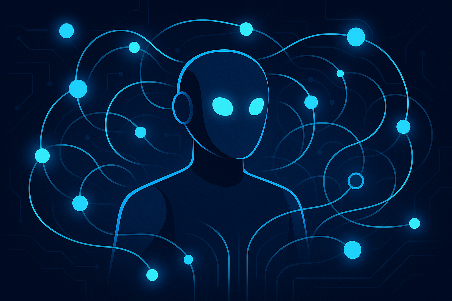 An autonomous AI agent orchestrating multiple tasks through interconnected nodes and reasoning loops